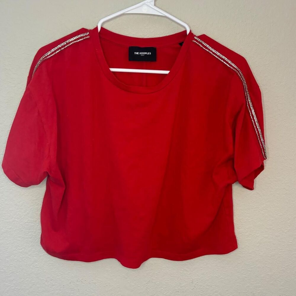 The Kooples Red Rhinestone Crop Top